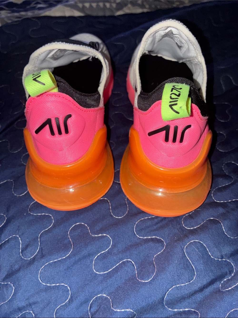 Nike Air Max 270 Women’s Athletic Shoes - White, Pink, Orange, Black, Neon Green - Picture 3 of 5